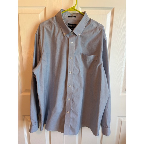 Eddie Bauer Other - Eddie Bauer Mens Blue White Striped Shirt Wrinkle Resistant Relaxed Fit XL